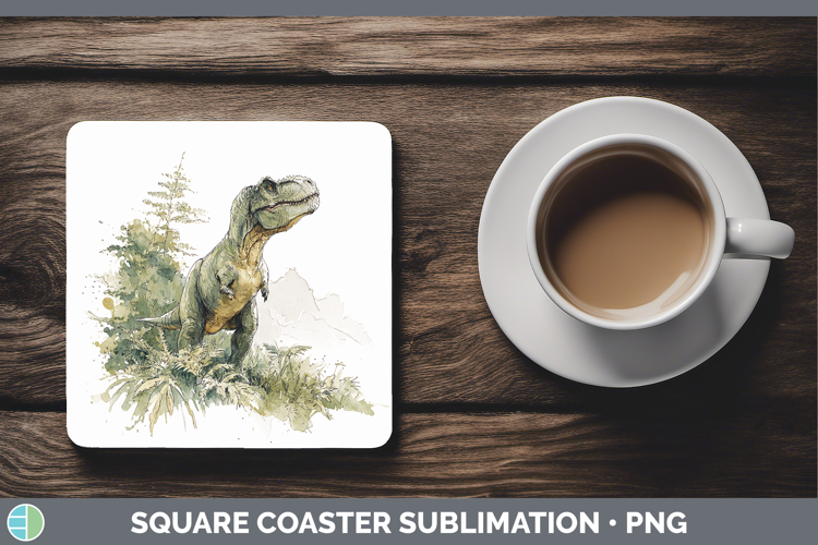 Tyrannosaurus Rex Dinosaur Sketch Square Coaster Sublimation