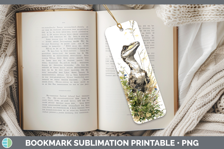 Velociraptor Dinosaur Sketch Bookmark Sublimation Design