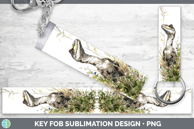 Velociraptor Dinosaur Sketch Key Fob Sublimation Design