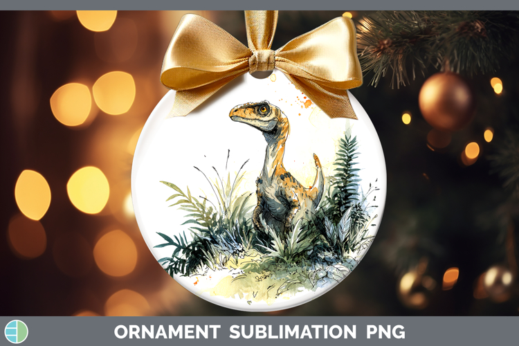 Velociraptor Dinosaur Sketch Ornament Sublimation Design