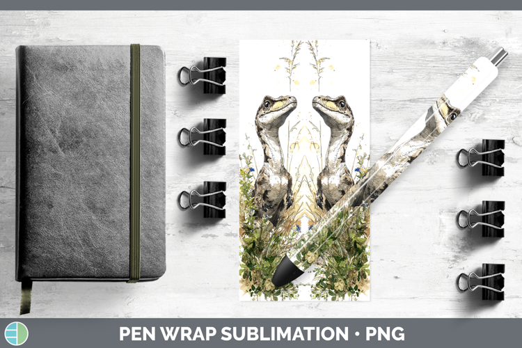 Velociraptor Dinosaur Sketch Pen Wrap Sublimation Design