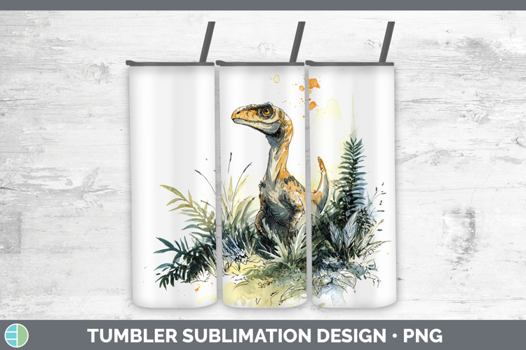 Velociraptor Dinosaur Sketch Tumbler Sublimation Design