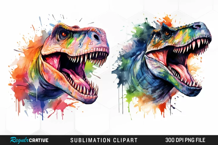 Watercolor Dinosaur Design Clipart