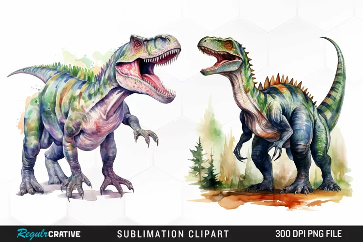 Watercolor Dinosaur Design Clipart