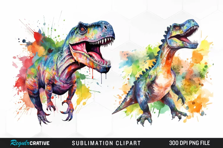 Watercolor Dinosaur Design Clipart