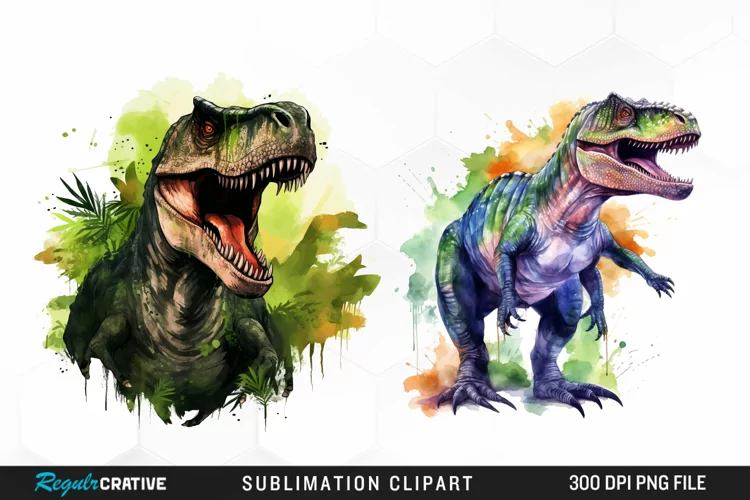 Watercolor Dinosaur Design Clipart