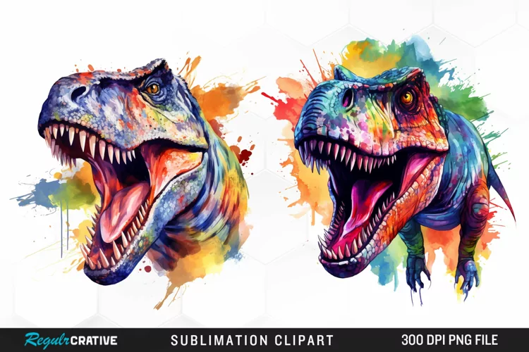 Watercolor Dinosaur Design Clipart