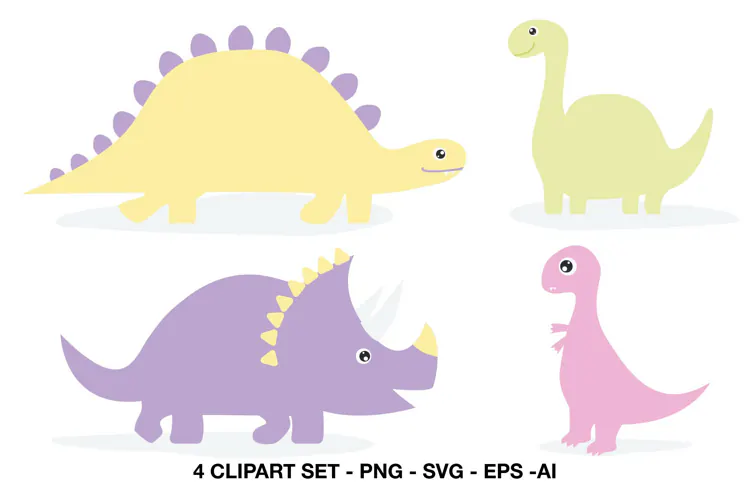 Pastel Dinosaur Clipart for Kids