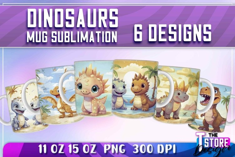 Dinosaurs Mug Sublimation| 11 oz 15 oz Mug|Dinosaurs PNG v.2