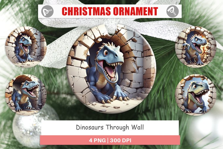 Christmas Ornaments Dinosaurs in Wall