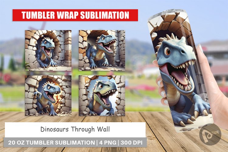 Tumbler Wrap Dinosaurs in Wall