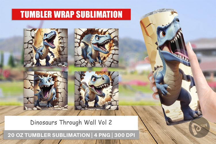 Tumbler Wrap Dinosaurs in Wall