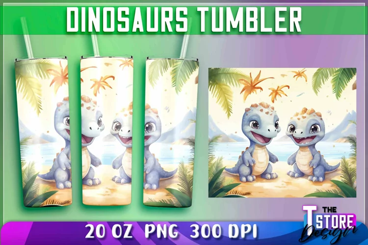 Dinosaurs Tumblers Wrap 20 oz. | Dinosaurs PNG | PNG File