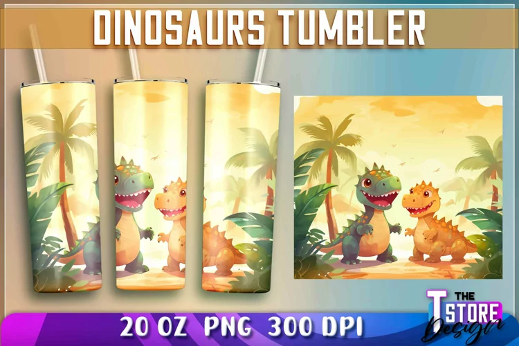 Dinosaurs Tumblers Wrap 20 oz. | Dinosaurs PNG | PNG File