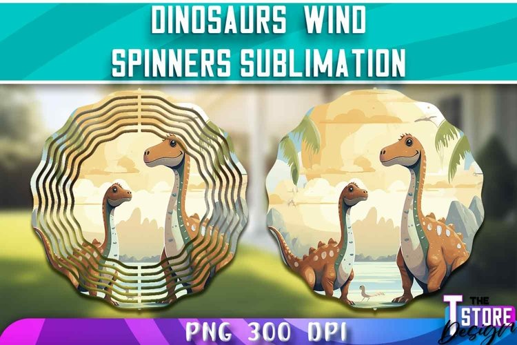 Dinosaurs Wind Spinners Sublimation | PNG Design | PNG File example image 1