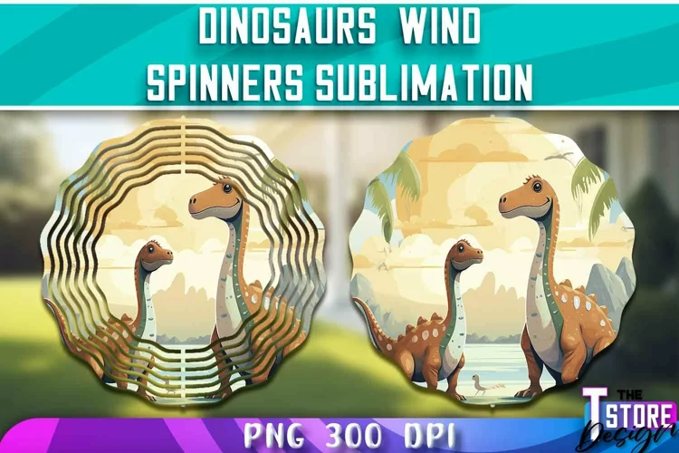 Dinosaurs Wind Spinners Sublimation | PNG Design | PNG File