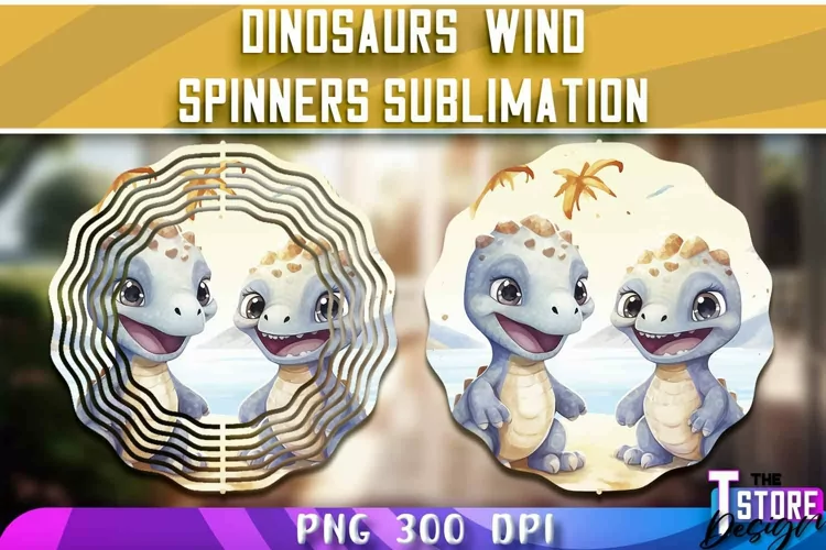 Dinosaurs Wind Spinners Sublimation | PNG Design | PNG File