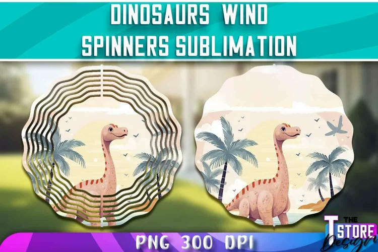 Dinosaurs Wind Spinners Sublimation | PNG Design | PNG File