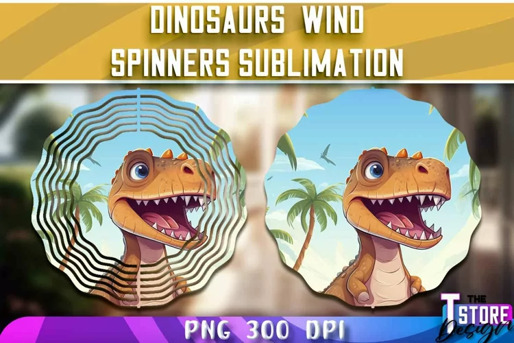 Dinosaurs Wind Spinners Sublimation | PNG Design | PNG File