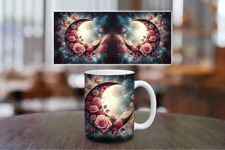 Mug Wrap Sublimation - floral moon