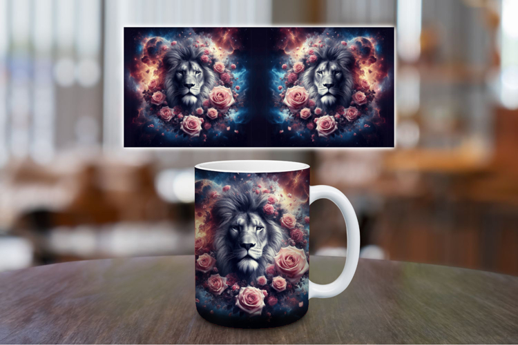 Mug Wrap Sublimation - floral lion head