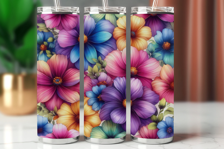 Tumbler Wrap 20 oz - pastel flowers