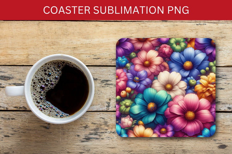 square coaster - pastel flowers