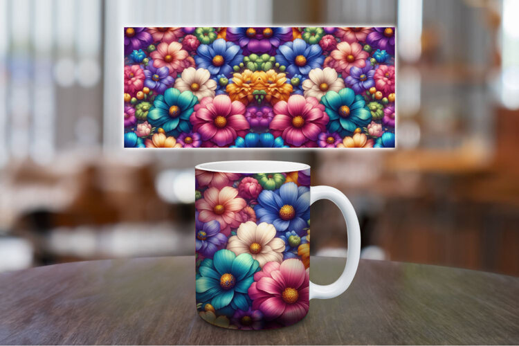 Mug Wrap Sublimation - pastel flowers example image 1