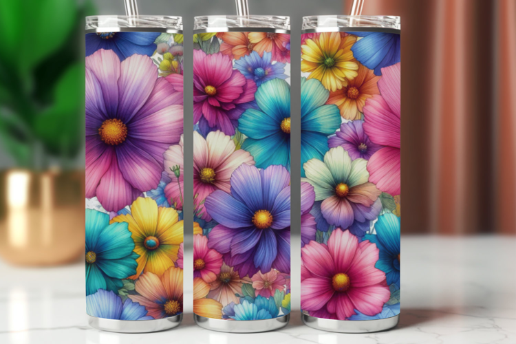 Tumbler Wrap 20 oz - pastel flowers