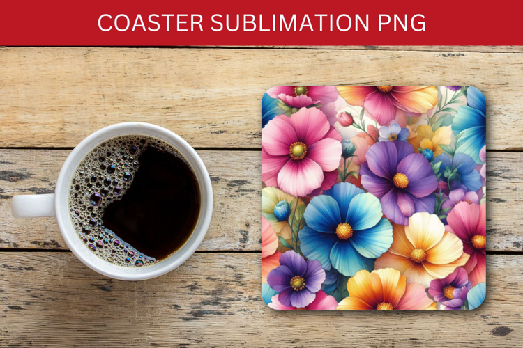 square coaster - pastel flowers
