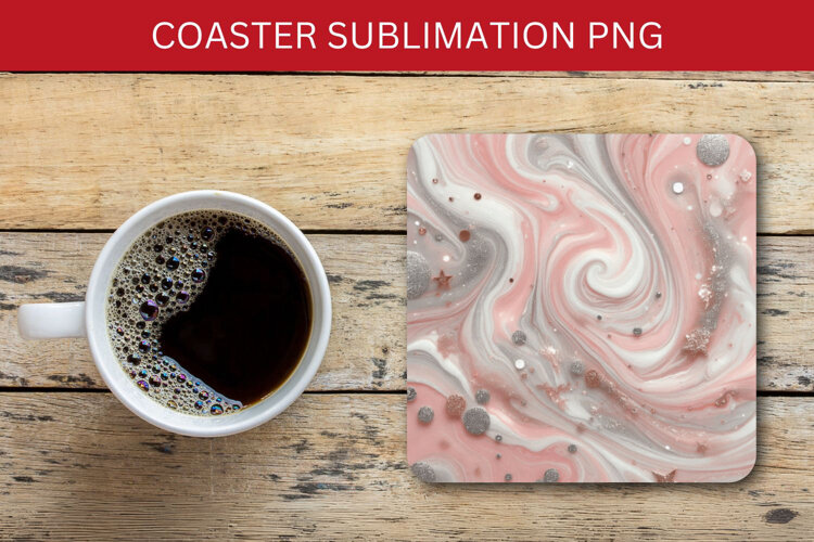 square coaster - marble glitter example image 1