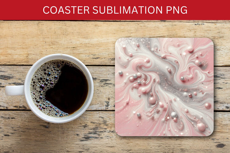 square coaster - marble glitter example image 1