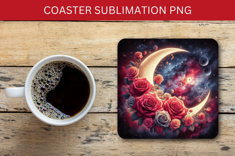 square coaster - floral moon