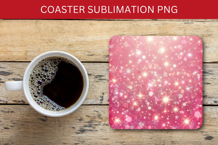 square coaster - pink glitters example image 1