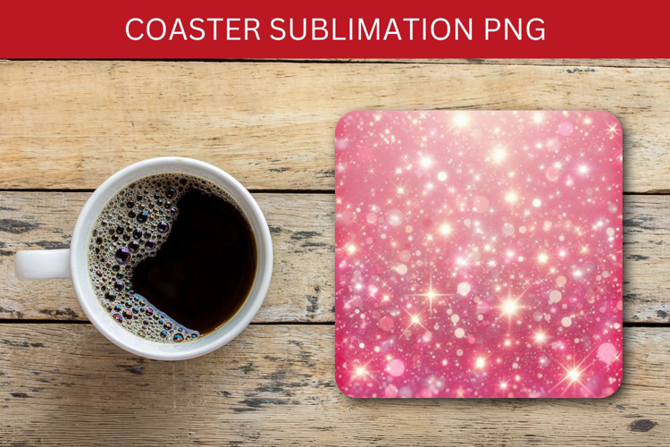 square coaster - pink glitters