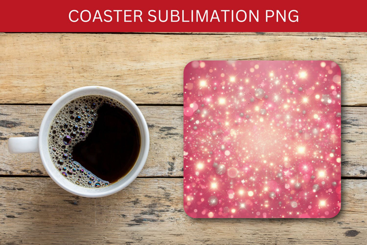 square coaster - pink glitters