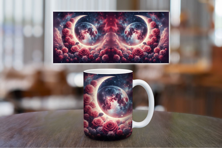 Mug Wrap Sublimation - floral moon
