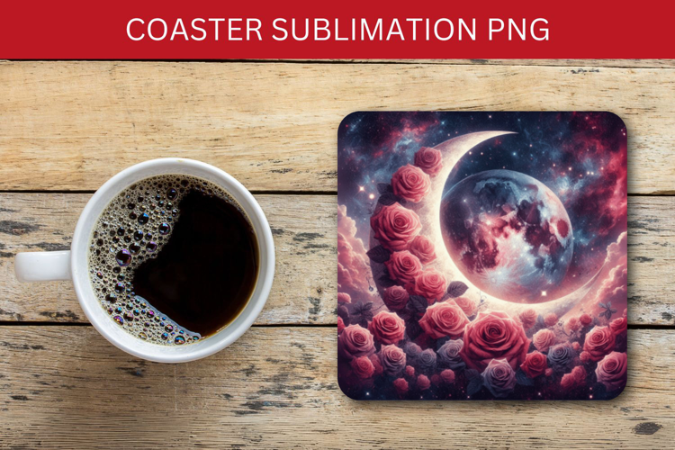 square coaster - floral moon