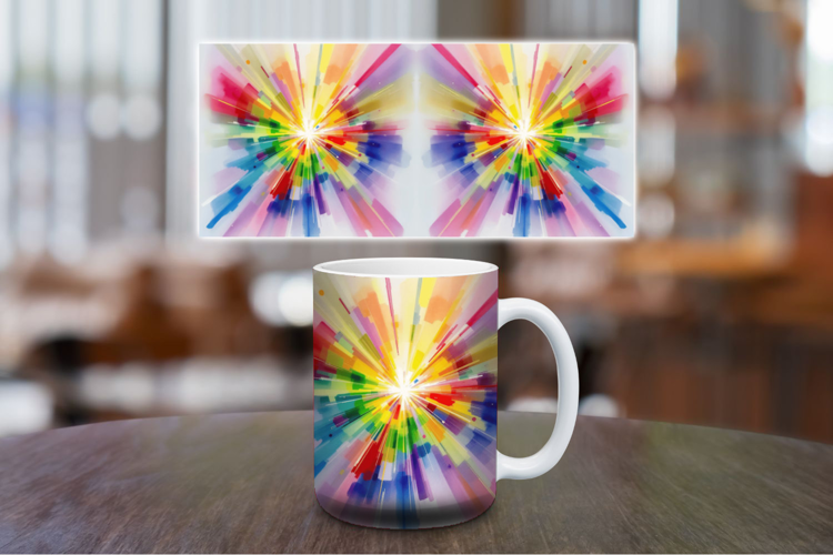 Mug Wrap Sublimation - watercolor rainbow