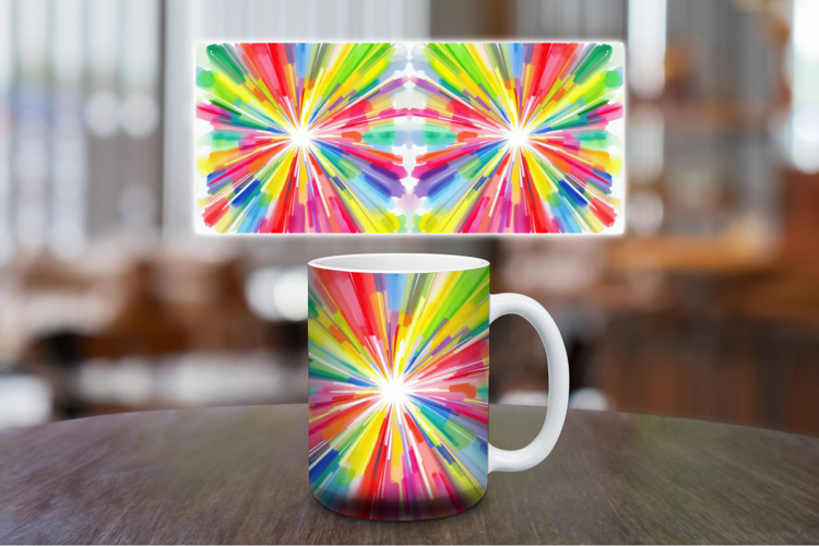 Mug Wrap Sublimation - watercolor rainbow
