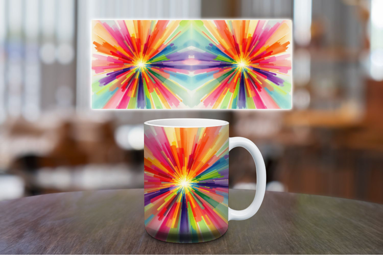 Mug Wrap Sublimation - watercolor rainbow