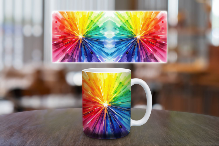 Mug Wrap Sublimation - watercolor rainbow