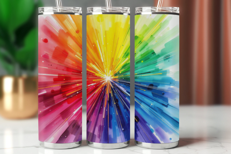 Tumbler Wrap 20 oz - watercolor rainbow