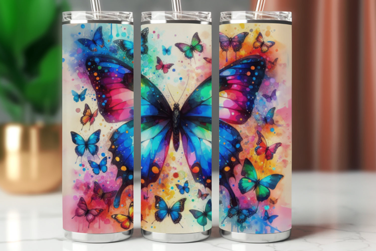 Tumbler Wrap 20 oz - watercolor butterfly