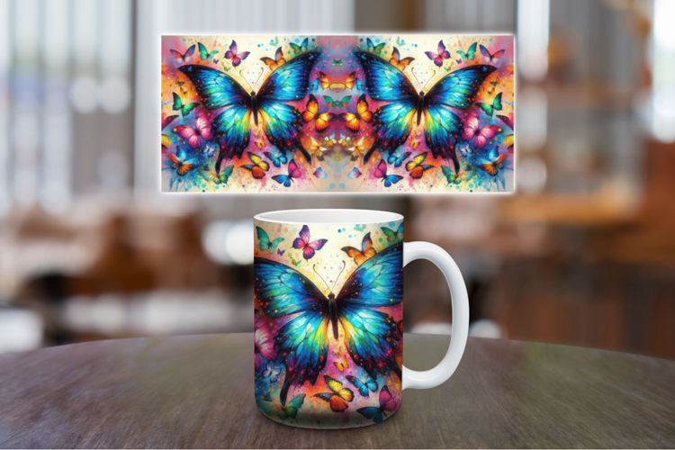 Mug Wrap Sublimation - watercolor butterflies