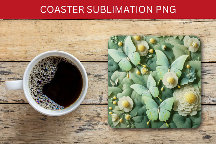 square coaster - green butterfly foliage