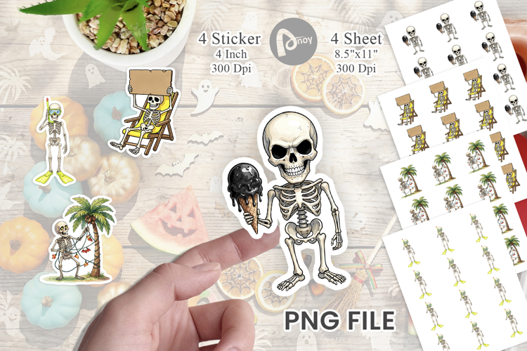Disgruntled Summer Skeleton Sticker