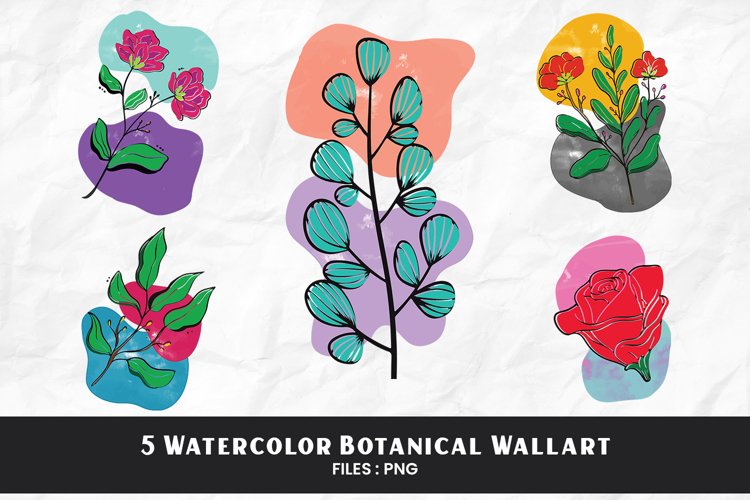 Watercolor Botanical Wall art 5 Variations