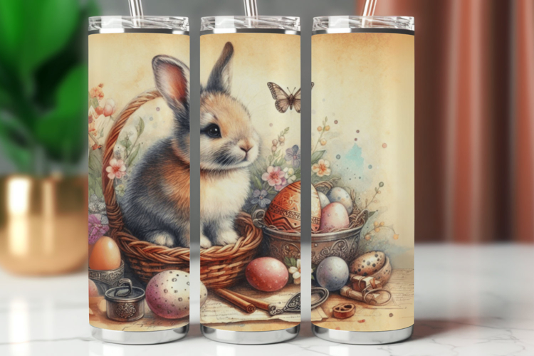 Tumbler Wrap 20 oz - vintage easter rabbit bunny