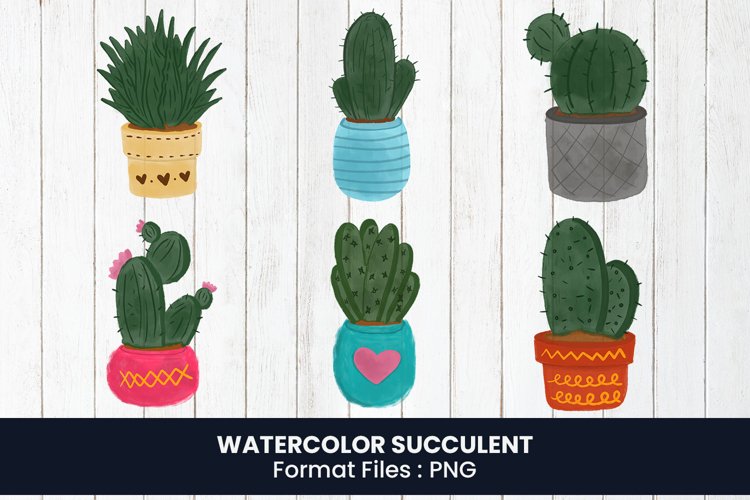 Watercolor Succulent Clipart Image 7